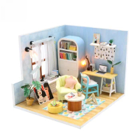 Creative 3D Puzzle Assembly of Doll House Building Furniture Set Handmade DIY Small House Puzzle Toy Doll House