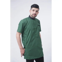 Koko Pria Elegan Arys Hijau Botol Gamis Kurta Bahan Cotton Toyobo