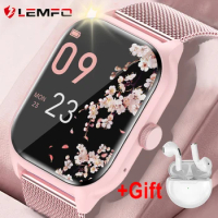 LEMFO LT10 Smart Watch For Women Bluetooth Call Voice Assistant Custom Watch Face Heart Rate Monitoring SmartWatch Women 360*360
