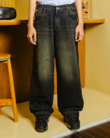 Pluviophile - Celana Super Baggy Jeans Green Secret Chaos Theory Series Denim Panjang Unisex