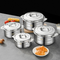 不銹鋼保鮮飯盒套裝鍋具外貿10件套鍋雙層發泡隔熱保溫鍋