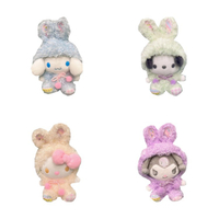 FE ญี่ปุ่น Sanrio อีสเตอร์กลายเป็นกระต่ายสีสันสดใส Kuromi Yugui Dog ตุ๊กตาตุ๊กตา Merlot จี้ของเล่น 3.6
