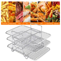Multi-Layer Air Fryer Rack New Stackable Stainless Steel Multi-Layer Dehydrator Rack Cooker Dehydrator Rack Kitchen Gadgets