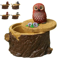 Cigarettes Ashtray with Lid Cute Vivid Forest Animal Resin for Outdoor and Indoor