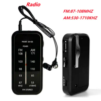 Multifunctional Radio Mini walkman FM/AMRadio Hand Stereo Portable Radios Portable Music Playe AAA Batteries with Headphones