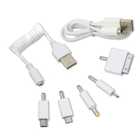 行動電源 USB轉接線+轉接頭*5顆(白色) 有MICRO USB&amp; IPHONE4