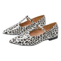 2024 Spring Woman Basic Flats Fenty Beauty Large Size Black White Leopard Print Leisure Lady Breathable Retro Street Style Shoes