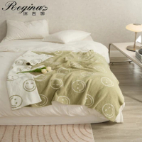 REGINA Brand Smile Face Design Blanket Super Soft Cozy Downy Microfiber Knitted Throw Blanket Elegant Sofa Bed TV Quilt Blankets
