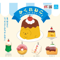 全套5款 日本正版 美食躲貓貓 P2 扭蛋 轉蛋 布丁 甜甜圈 貓咪 Qualia - 375358