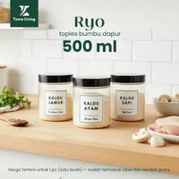 TAMA LIVING Ryo Toples Bumbu Dapur 500 ml Tutup Hitam Tepung Gula Kopi Toples Dapur Food Grade 500ml