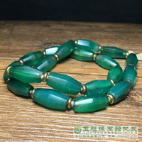 古玩老竹節綠瑪瑙勒子油光八棱管珠玉髓隔珠DIY配手鏈老珠子配件