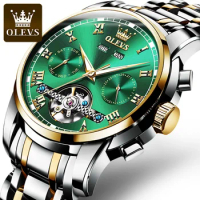 OLEVS 6607 Fashion Stainless Steel Strap Men Wristwatch, Automatic Mechanical Waterproof Multifuncti