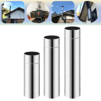 2.3in Straight Stainless Steel Stove Pipe Silver Chimney Flue Gas Pipe Heater Exhaust Pipe 20cm/30cm/40cm