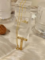 Kalung Emas Asli Kadar 8k Model Rantai dengan Liontin Huruf T | Tursina Gold 2.23gr/42cm