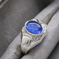 natural tanzanite est 4.7ct ring full silver 925 size 20