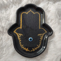 Hamsa hand Trinket dish epoxy resin - Hitam