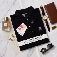 Polo Shirt Tshirt Kaos Kerah Giordano Lion 3D Mini Terlaris - Bahan kain 100% katun Cotton Pique 20s