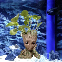 Galaxy Team Groot Tree Man Figure Miniature Garden Aquarium Plant Bonsai Office Decoration Fish Tank Ornament Shelter for Fish