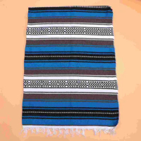 Blended Mexican Blanket Yoga Mat Cape Yoga Bolsters for Bedroom Sofa Car (Blue, 130x180cm)