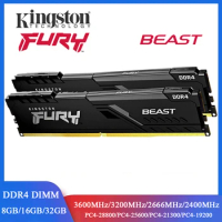 Kingston BEAST Memoria DDR4 Desktop RAM 8GB 16GB 32GB 3600 3200 2666 2400 MHz Memory 288Pin DDR4 DIMM 1.2V PC4-21300 25600 28800