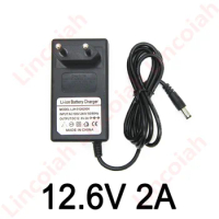 AC100V-240V DC 12.6V 2A charger 12 V Volt Power Adapter 5.5*2.1MM 12.6 V 2 A For 18650 lithium battery Pack EU US UK AU Plug