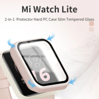 Mi Watch Lite Screen 2-in-1 Protector Hard PC Case Slim Tempered Glass Screen Protector Overall Protective Cover Red wat