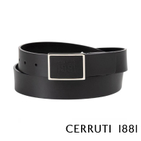 【Cerruti 1881】義大利頂級小牛皮皮帶 CECU05859R(黑色 贈送禮提袋)