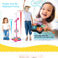 GDeal 5 Lights Kids Amplified Music Microphone With Stand Karaoke Song Music Instrument Toys For Chi