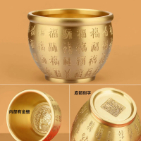 Bronze treasure bowl, small wealth-attracting ornament, hundred blessings cup, pure bronze rice jar,