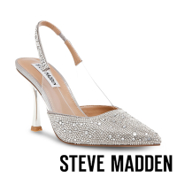 STEVE MADDEN-FLING-R 鑽面尖頭繞踝高跟鞋-銀色
