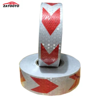 ZATOOTO 5CM*45M Red White Arrow Reflective Safety Warning Tape Conspicuous Reflective Wall Sticker Warning Tape For Truck Car