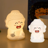 【阿彌托佛】小佛祖矽膠拍拍燈(矽膠小夜燈 USB充電 床頭燈 氛圍燈 桌燈 氣氛燈 生日禮物)