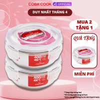 Mua 2 Tặng 1 Bộ Hộp Đựng Thực Phẩm Bảo Quản Thức Ăn Thủy Tinh Chịu Nhiệt COBA’COOK 400ml