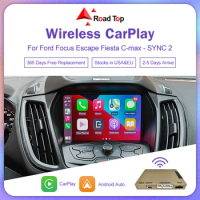 Road Top Wireless CarPlay Android Auto for Ford Focus Escape Fiesta Cmax Screen Upgrade Radio Multimedia Player BT Navigation