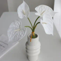4pcs Handmade Anthurium Bouquet Floral Art Real Touch Flexible Artificial Bouquet Living Room