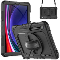 Case For Samsung Galaxy Tab S9 S9 FE 11 inch 2023 Tablet Case Stand Holder Hand Shoulder Strap Pencil Slot 360 Rotation Cover