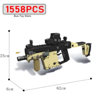 MOC Ww2 Military Series KRISS Vector Gun Model Building Blocks Can Shoot Bullet Weapon Bricks Toys f