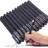 黑色筆芯0.5 0.38中性筆黑色針管頭筆碳素筆水性筆初中生文具用品