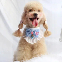 Pet accessories Puppy cat cute scarf Teddy small dog than bear VIP lace saliva towel bib Tie x15