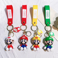 New Cute Super Mario Bros Keychain Game Mario Figure Key Chain for Kids Birthday Party Gifts
