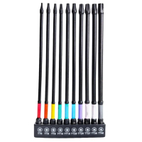 Set Mata Pemutar Skru Torx Berwarna (10 pcs) dengan Pemegang untuk Mata Pemutar Impact (Saiz 25–150)