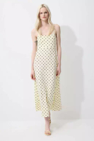 DeFacto U Neck Polka Dot Wrap Strap Maxi Dress E9852Ax25Sm