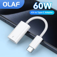 Olaf 60W Type C Adapter for iPhone 15 Fast File Transfer Lightning Female to Type C Male Connector For iPad Tablets