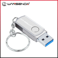 WANSENDA Metal USB Flash Drive Swivel Pen Drive 8GB 16GB 32GB 64GB 128GB 256GB High Speed USB Stick 3.0 Pendrive with Key Chain