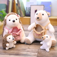 可愛母子熊貓公仔毛絨玩具北極熊袋鼠玩偶娃娃睡覺抱小號女孩