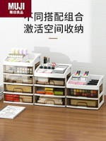 日本進口無印良品抽屜式桌面收納盒辦公室書桌整理文具神器化妝品 可開發票