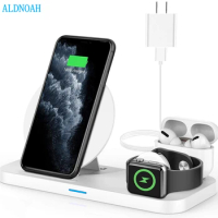 ALDNOAH 3 in 1 Wireless Charging Station for Apple Products Apple Watch Se 6 5 4 3 AirPods Fast Charger Stand for iPhone 12 11