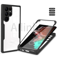 La19-For Samsung Galaxy S23 S22 S21 Plus S23 S22 S21 Ultra S21 FE Phone Case 360 Full Body Double Si