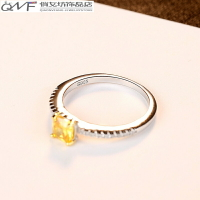 黃水晶戒指女歐美寶石食指時尚個性簡約小眾設計輕奢指環ins潮