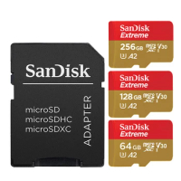 SanDisk Extreme microSDXC Card 256GB 128GB 64GB Memory Card A2 U3 UHS-I Cards 4K Flash micro SD Card for Camera GoPro DJI drone